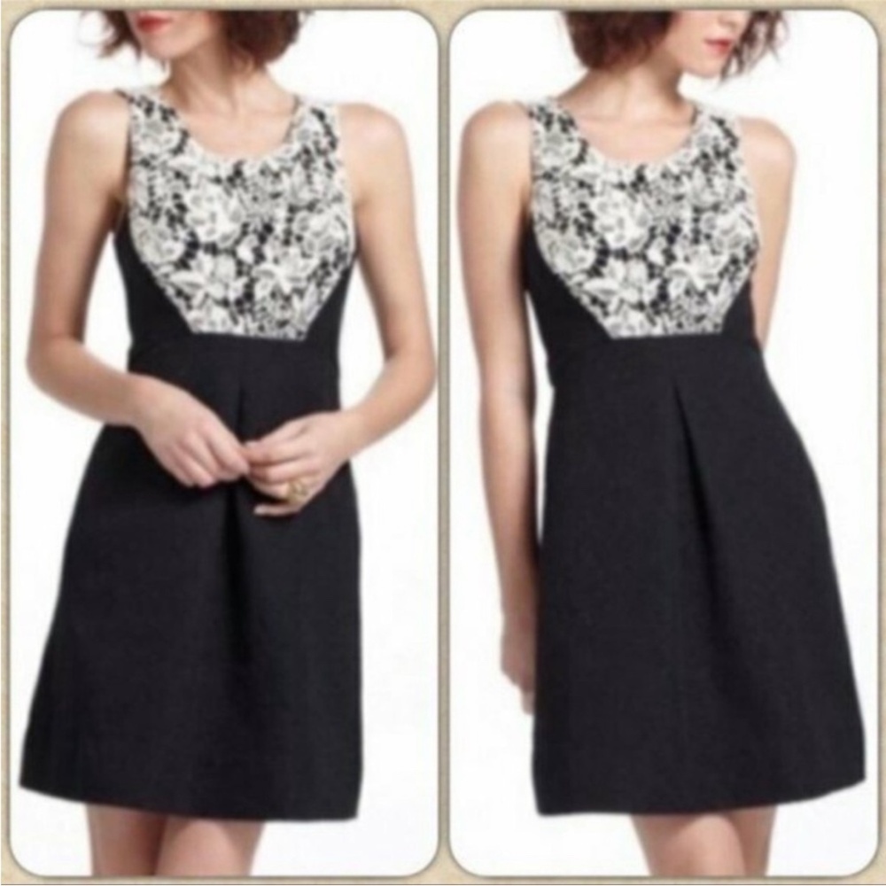 Anthropologie Moulinette Sours Black Vetements Dress with Cochet Lace Sz 4